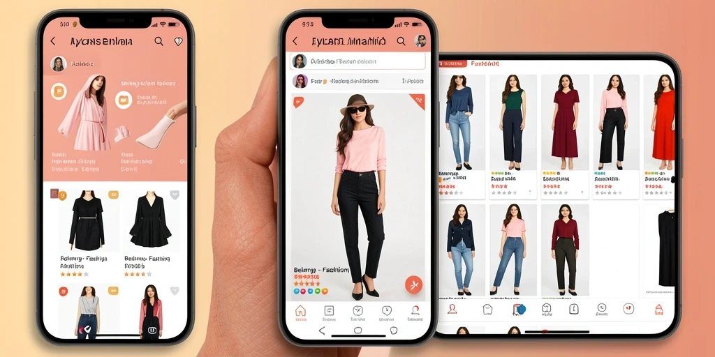 Tampilan antarmuka aplikasi ME355 dengan koleksi fashion menarik.