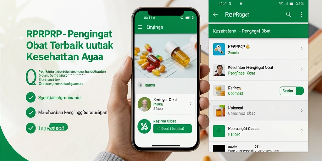 Antarmuka aplikasi RPRPRP yang menampilkan fitur pengingat obat.