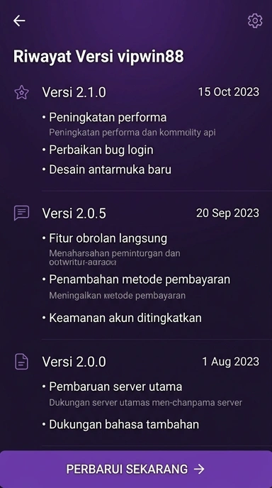 Tampilan riwayat versi vipwin88
